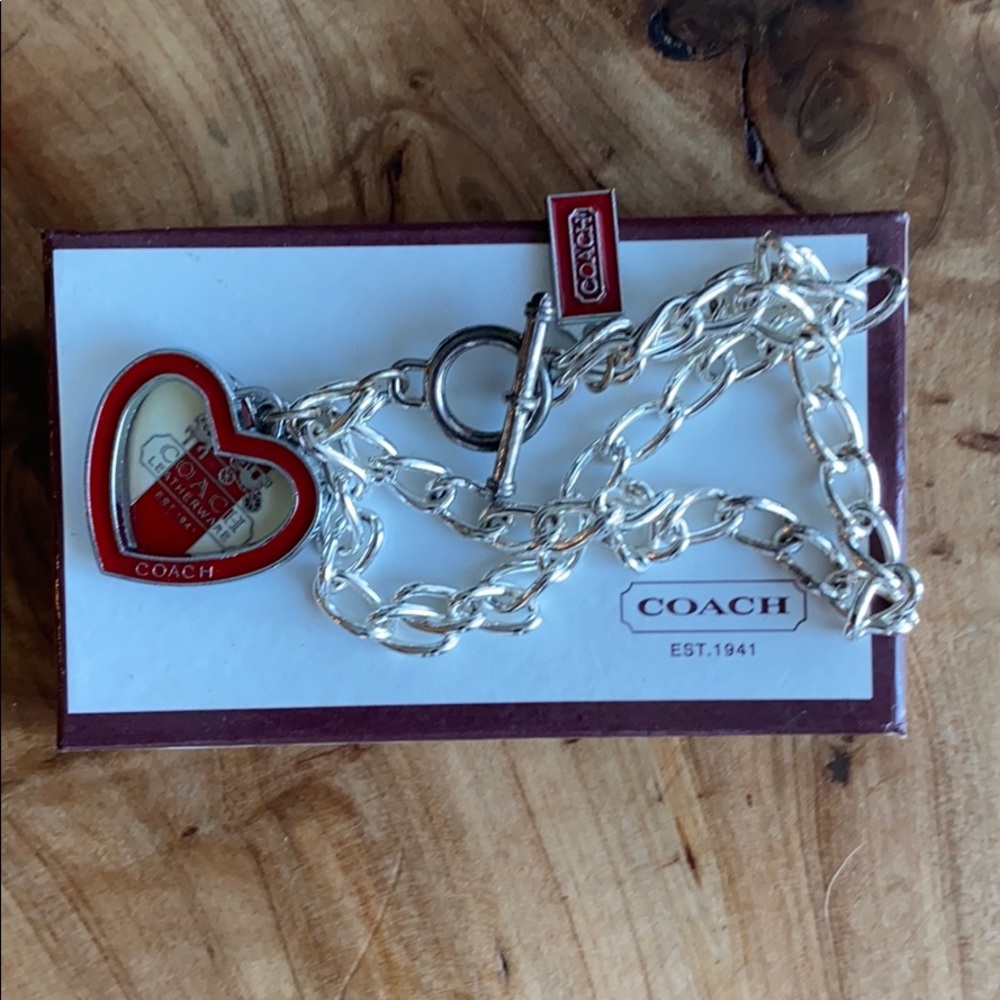 Coach double stranded heart charm bracelet